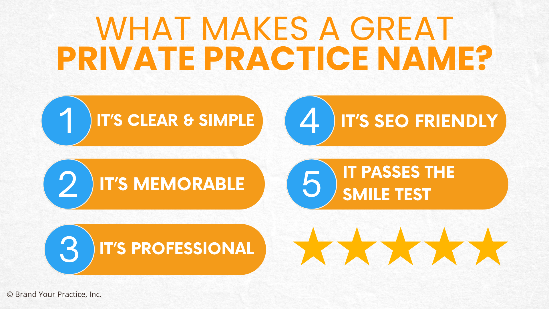 What Makes a Great Private Practice Name 3 Reasons Why I Want to Start a Counseling Practice: 1. Define a Future Benefit for Myself 2. Define a Future Benefit for My Family 3. Define a Future Benefit for My Community