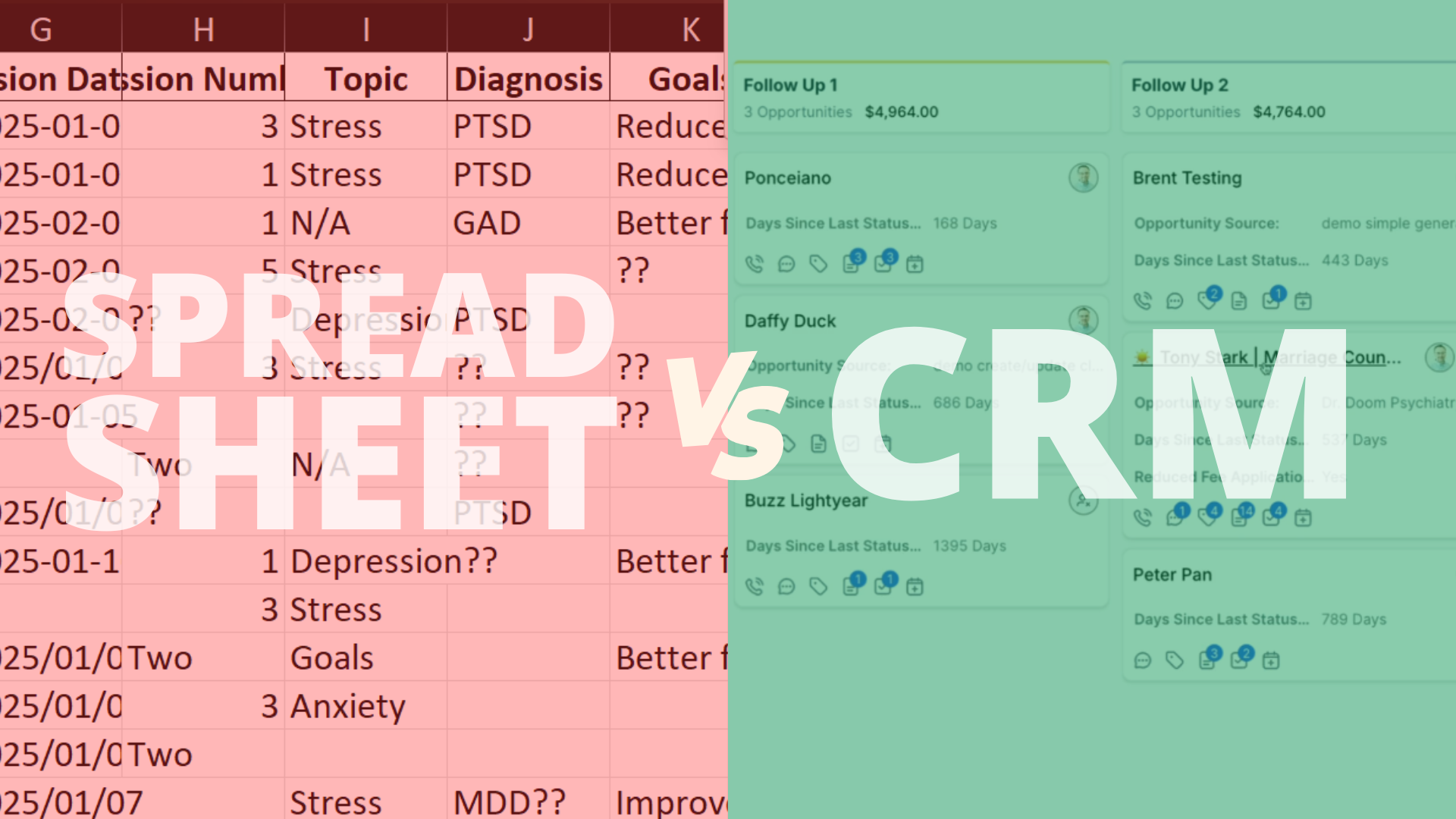SPREADSHEET vs CRM - Power Page CRM vs Spreadsheets for Private Practices